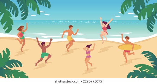 Scenery of people enjoying summer on the beach