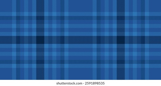 Scenery plaid vector fabric, quilt textile tartan check. Arabic pattern texture background seamless in blue and cyan colors palette.