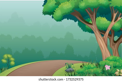 Scenery of a road and trees on the side