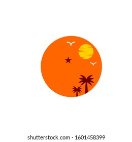 scenery sun logo design vector template sign icon