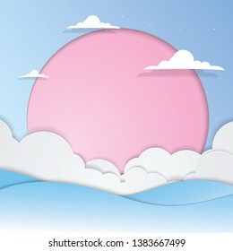 Scenery Sunrise, Sunset, Sky, Cloud paper art vector, Vector design