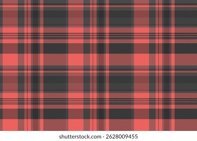 Scenery tartan pattern check, rough texture textile seamless. Paisley background fabric plaid vector in grey and red colors palette.