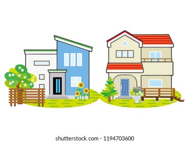 scenery that two houses stand side by side
