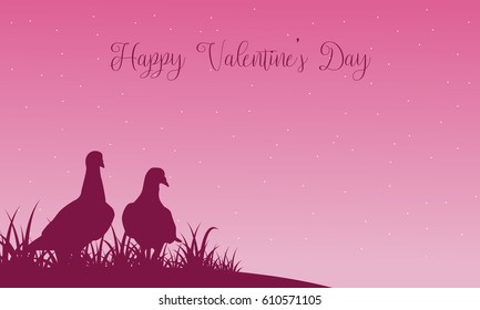 Scenery of valentine theme with dove vector illustration