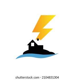vector de paisaje, vector isleño simple con logotipo eléctrico en la parte posterior para pegatinas