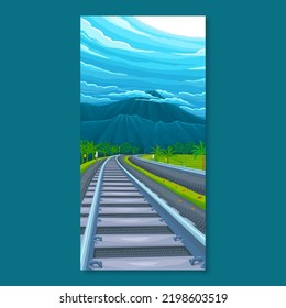 scenery wallpaper of train tracks and mountains during the day