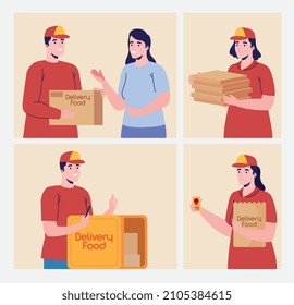 scenes of couriers of delivery food