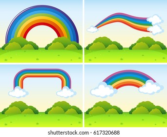 Szenen mit unterschiedlichen Formen von Regenbogengrafik