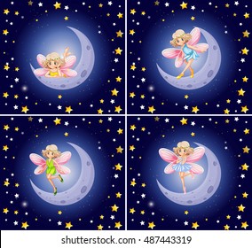 Scenes with fairy and stars illustration