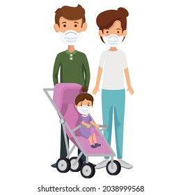scenes families using face mask