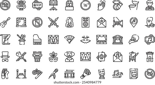 Iconos de artes escénicas Colección de iconos vectoriales de alta calidad con trazo editable. Ideal para Profesional y Proyectos Creativos.