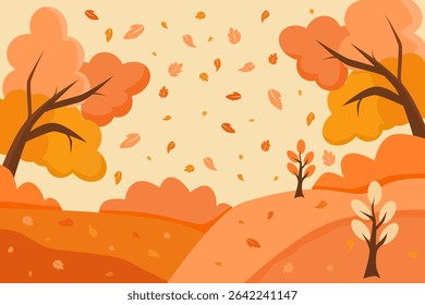 Scenic Autumn Season Background with Orange Foliage