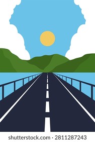 Scenic Bridge Over Water with Mountains