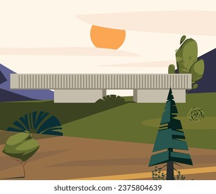 scenic design combined with modern buildings