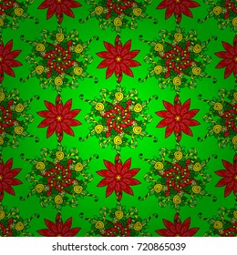 Scenic flower pattern on colorful background. Floral composition, hand painted, delicate template. Top view, soft color style. Stylish invitation for valentines day and greeting card concept.