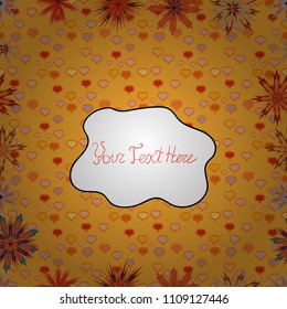 Scenic flower pattern. Stylish invitation for valentines day and greeting card concept. Top view, soft yellow, orange and white color style. Floral composition, hand painted, delicate template.