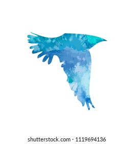 Scenic flying blue bird