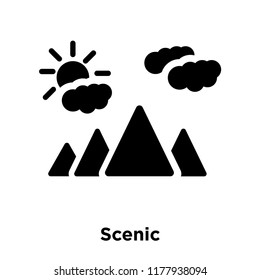 Scenic icon vector isolated on white background, logo concept of Scenic sign on transparent background, filled black symbol