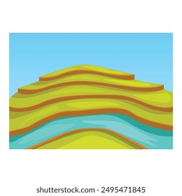Scenic landscape featuring a meandering river gracefully winding its way through vibrant green rice terraces