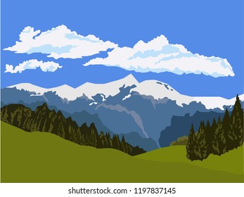 a scenic landscape of mountain range