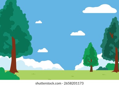 Paisagem Cênica com Árvores, Nuvens e Céu Azul