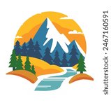 a Scenic Mountain Landscape Emblem