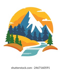 a Scenic Mountain Landscape Emblem