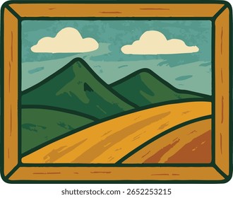 A scenic mountain landscape painting capturing natural beauty and peaceful surroundings. Ideal for themes of nature, art, tranquility, travel inspiration, and outdoor scenery.


