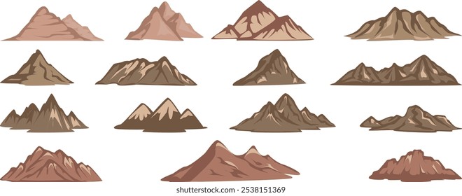 Scenic Mountain Range Illustrations Collection Flat Design