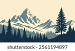Scenic Mountain View with Pine Trees