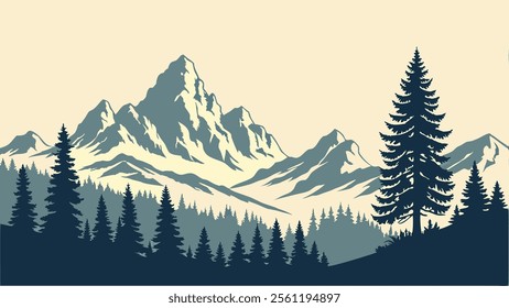 Scenic Mountain View with Pine Trees