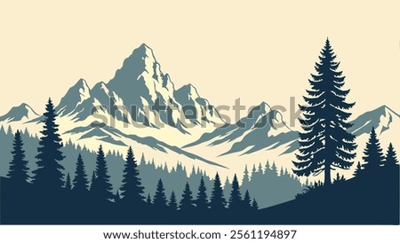 Scenic Mountain View with Pine Trees