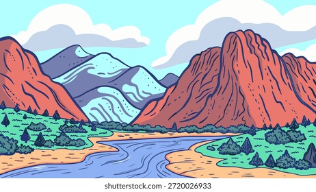 Scenic Natural Landscape with Mountains and Dramatic Sky