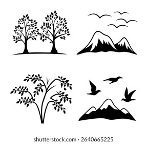 Scenic Nature Silhouette Circle Designs