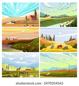 Scenic Rural Landscapes Collection vector