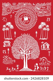 Scenic Rural Life - Authentic Warli Painting. Indigenous Cultural Heritage, Ethnic Wall Decoration
Countryside Scene Inspiration