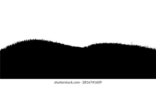 A scenic silhouette of mountain range and rolling hills against a white background, emphasizing natural landscape contours and elevation.