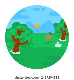 Scenic valley flat rounded icon