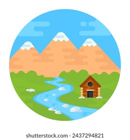 Icono redondeado plano del valle escénico