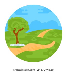 Scenic valley flat rounded icon