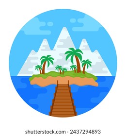 Scenic valley flat rounded icon