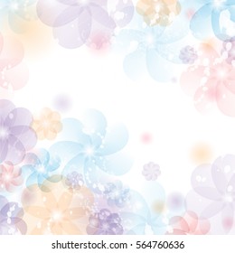 Scenic watercolor background,vector illustration,graphic design.Floral composition Sakura,hand painted,delicate template.Top view,soft pastel color in blur style.Stylish invitation valentines day card