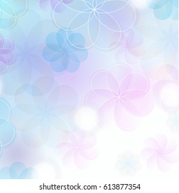 Scenic watercolor background,vector illustration,graphic design.Floral composition Sakura,hand painted,delicate template.Top view,soft pastel color in blur style.Stylish invitation valentines day card