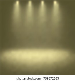 Scenical lights,four beams,warm yellow gold shade background