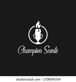 Scent Candle fragrant and Trophy logo Design