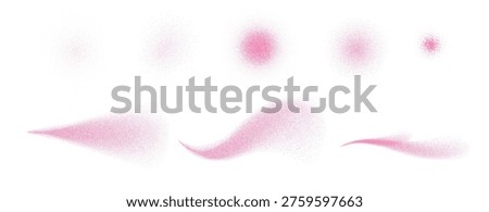 Scent perfume spray effect, water mist powder vector texture. Sprayer texture, transparent deodorant smoke, pink fragrance jet illustration