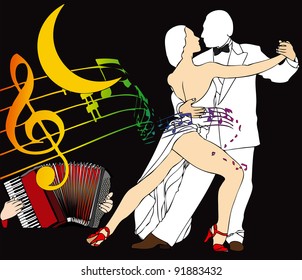 Scent of Tango: Two Tango Dancers dance under a crescent moon