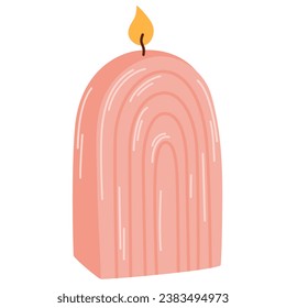 Scented burning candle. Decorative wax candles for relax and spa. Hand draw Vector illustration isolated on white background