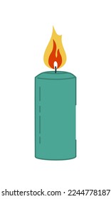 Scented burning wax candle. Home aromatherapy, home decoration. Vector isolated illustration