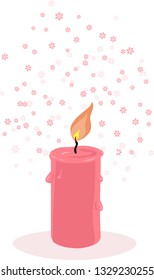 Scented candle with botanical fragrance, EPS 8 vector illustration